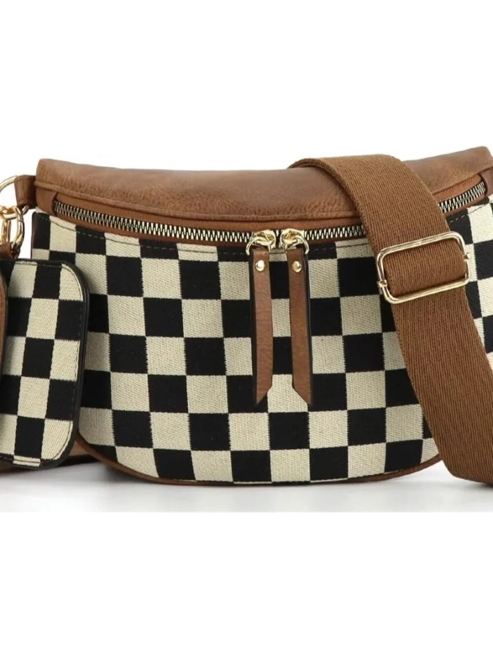 2 Pcs Checkered Crossbody Bags for Women Bum Bag Checkered Cross Body Sling Back